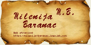 Milenija Baranac vizit kartica
